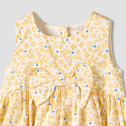 Juniors Round Neck Sleeveless Knee-Length Dress with Floral Print