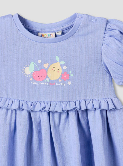 Juniors Round Neck Short Sleeves A-line Dress with Print-baby-girls-clothing-dressesandjumpsuits-image-4