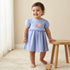 Juniors Round Neck Short Sleeves A-line Dress with Print - Blue / 12-18 mths