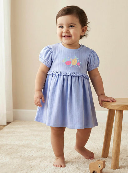 Juniors Round Neck Short Sleeves A-line Dress with Print-baby-girls-clothing-dressesandjumpsuits-image-1