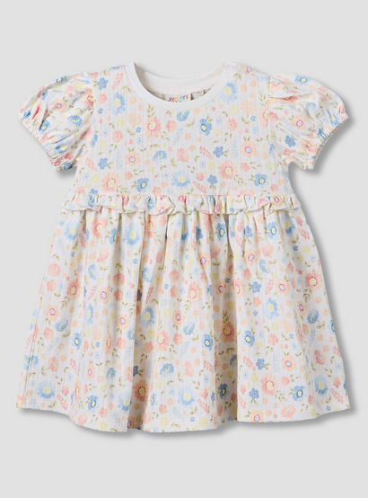 Juniors Round Neck Short Sleeves A-line Dress with Floral Print-baby-girls-clothing-dressesandjumpsuits-image-2
