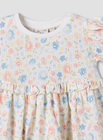 Juniors Round Neck Short Sleeves A-line Dress with Floral Print-baby-girls-clothing-dressesandjumpsuits-image-4