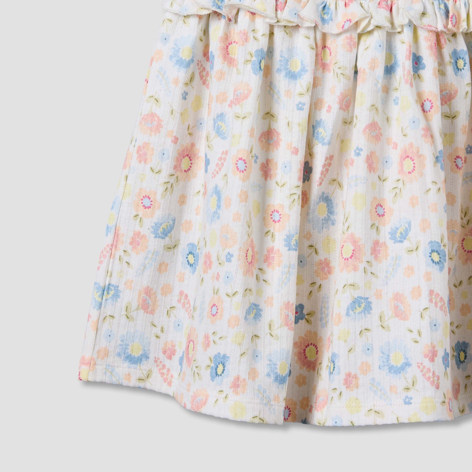 Juniors Round Neck Short Sleeves A-line Dress with Floral Print