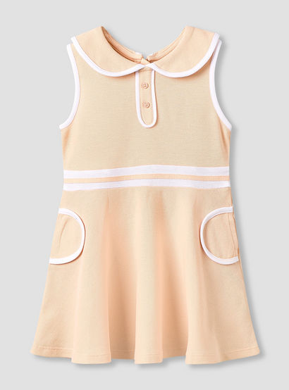 Juniors Peter Pan Collar Sleeveless Knee Length Dress with Zip Closure-baby-girls-clothing-dressesandjumpsuits-image-1