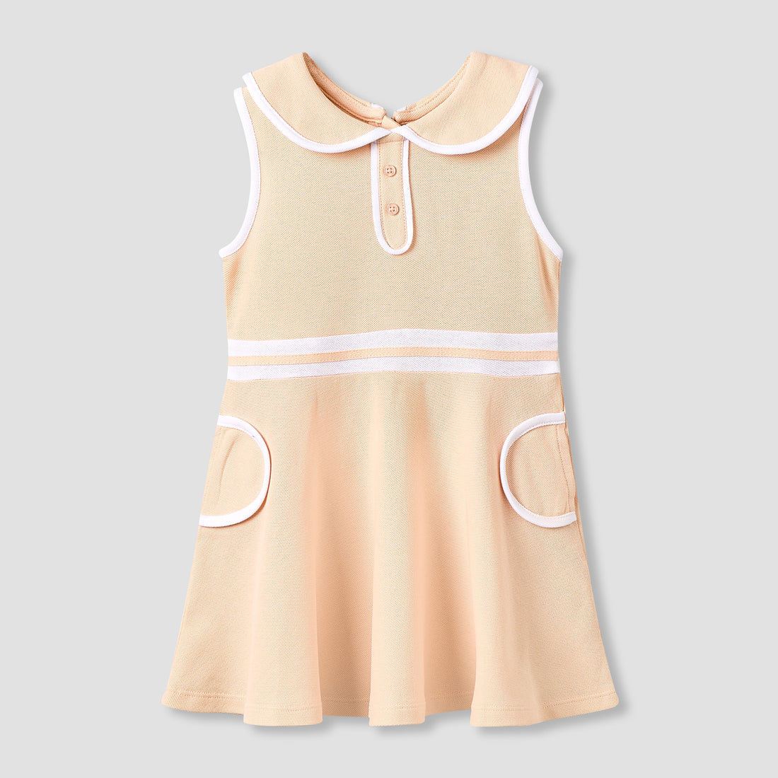 Juniors Peter Pan Collar Sleeveless Knee Length Dress with Zip Closure - Orange / 24-36 mths