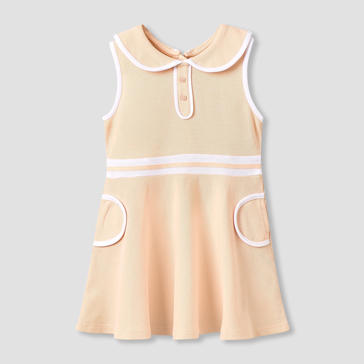 Juniors Peter Pan Collar Sleeveless Knee Length Dress with Zip Closure - Orange / 24-36 mths
