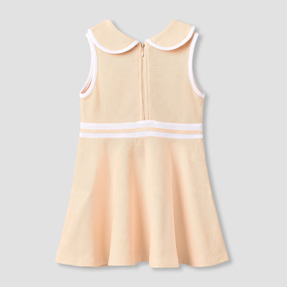 Juniors Peter Pan Collar Sleeveless Knee Length Dress with Zip Closure