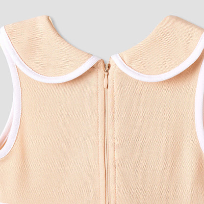 Juniors Peter Pan Collar Sleeveless Knee Length Dress with Zip Closure