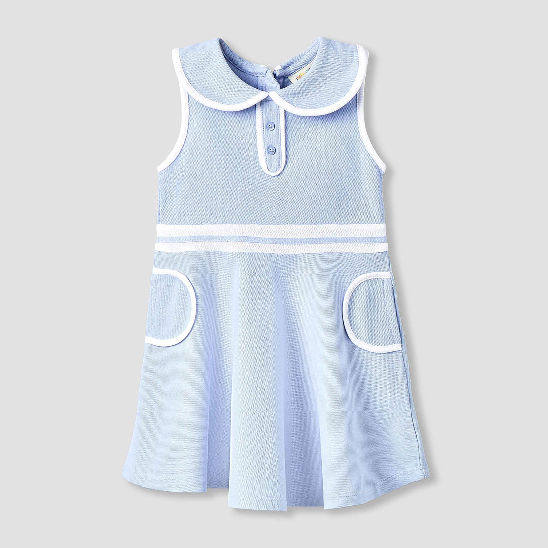 Juniors Peter Pan Collar Sleeveless Dress with Zip Closure - Blue / 12-18 mths