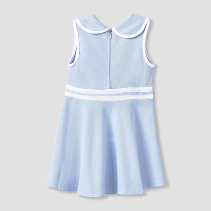 Juniors Peter Pan Collar Sleeveless Dress with Zip Closure