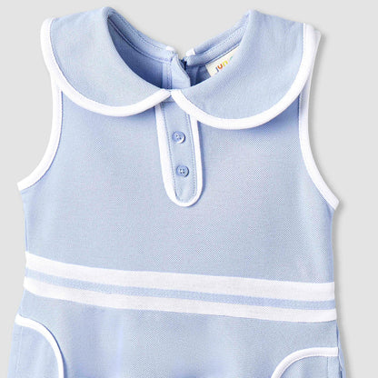 Juniors Peter Pan Collar Sleeveless Dress with Zip Closure
