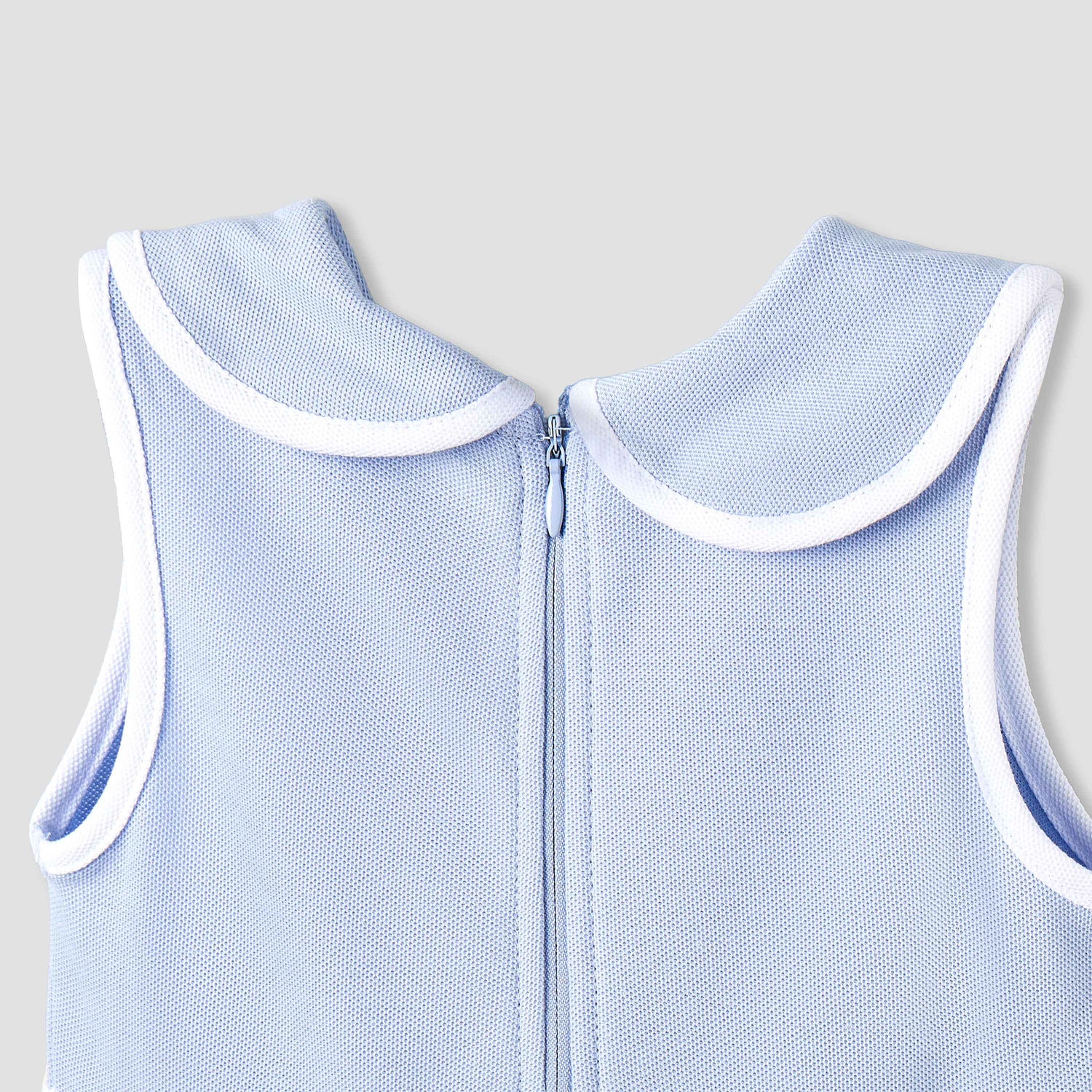 Juniors Peter Pan Collar Sleeveless Dress with Zip Closure