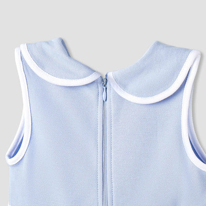 Juniors Peter Pan Collar Sleeveless Dress with Zip Closure