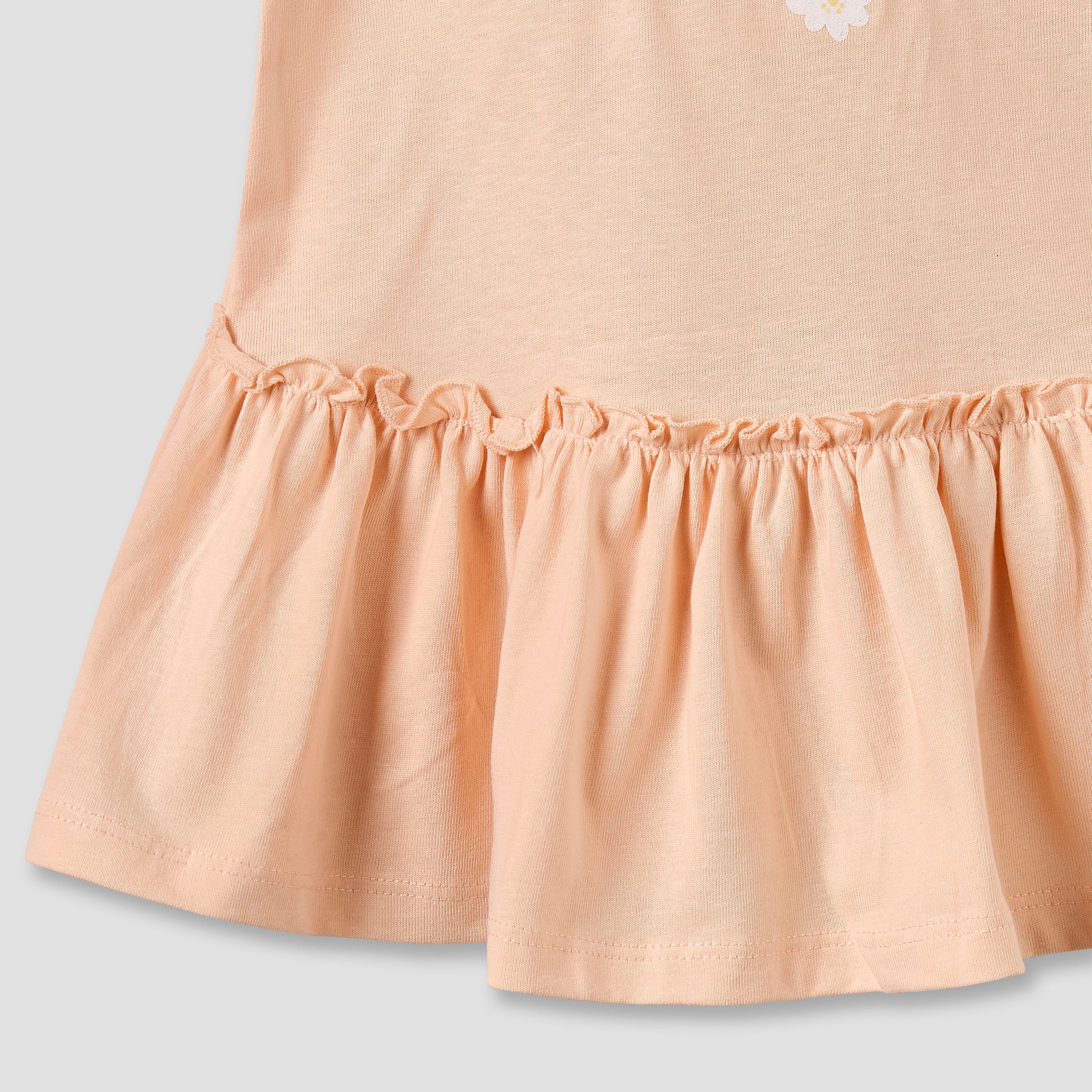 Pack of 2 Round Neck Short Sleeve Knee-Length Dress with Floral Print