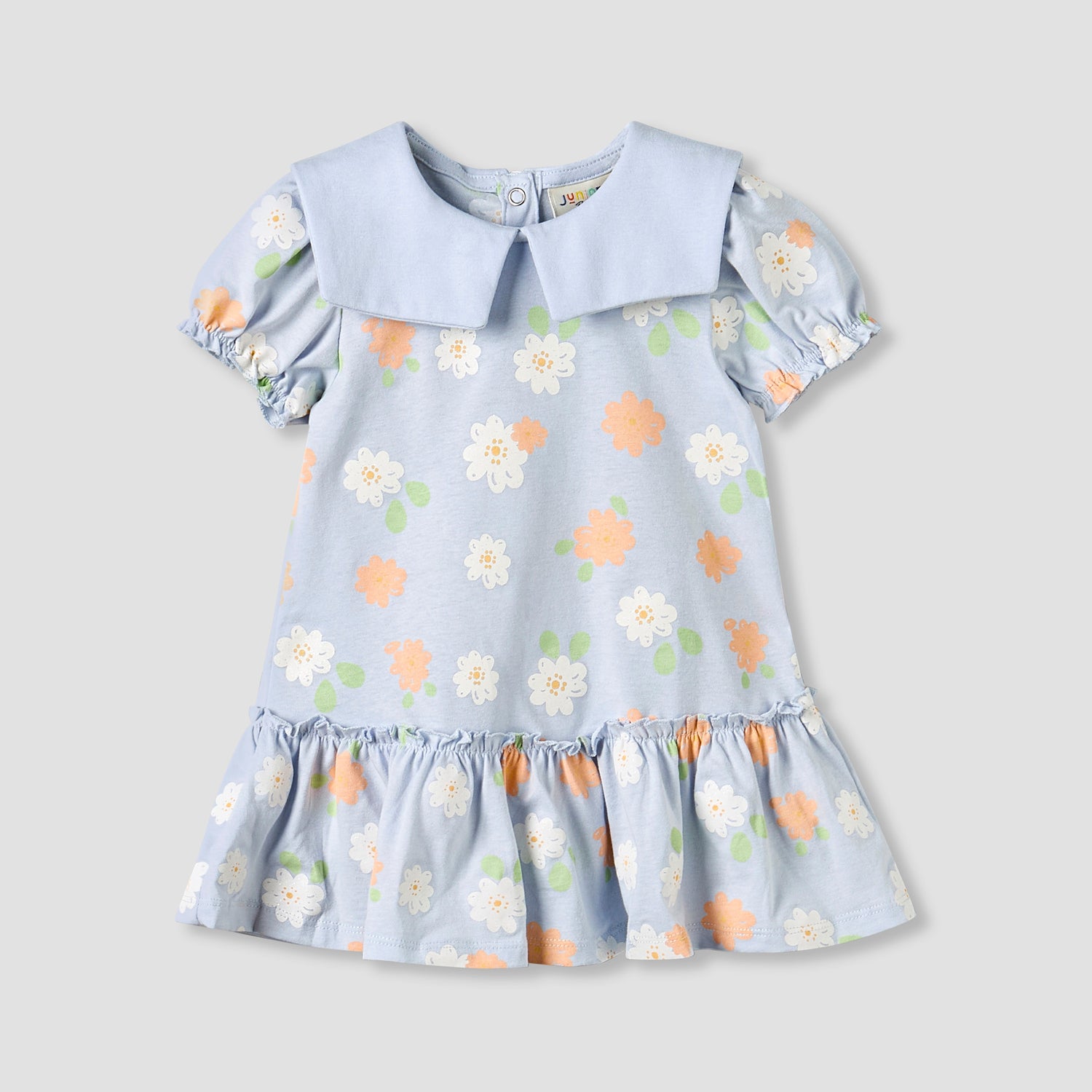 Pack of 2 Round Neck Short Sleeve Knee-Length Dress with Floral Print