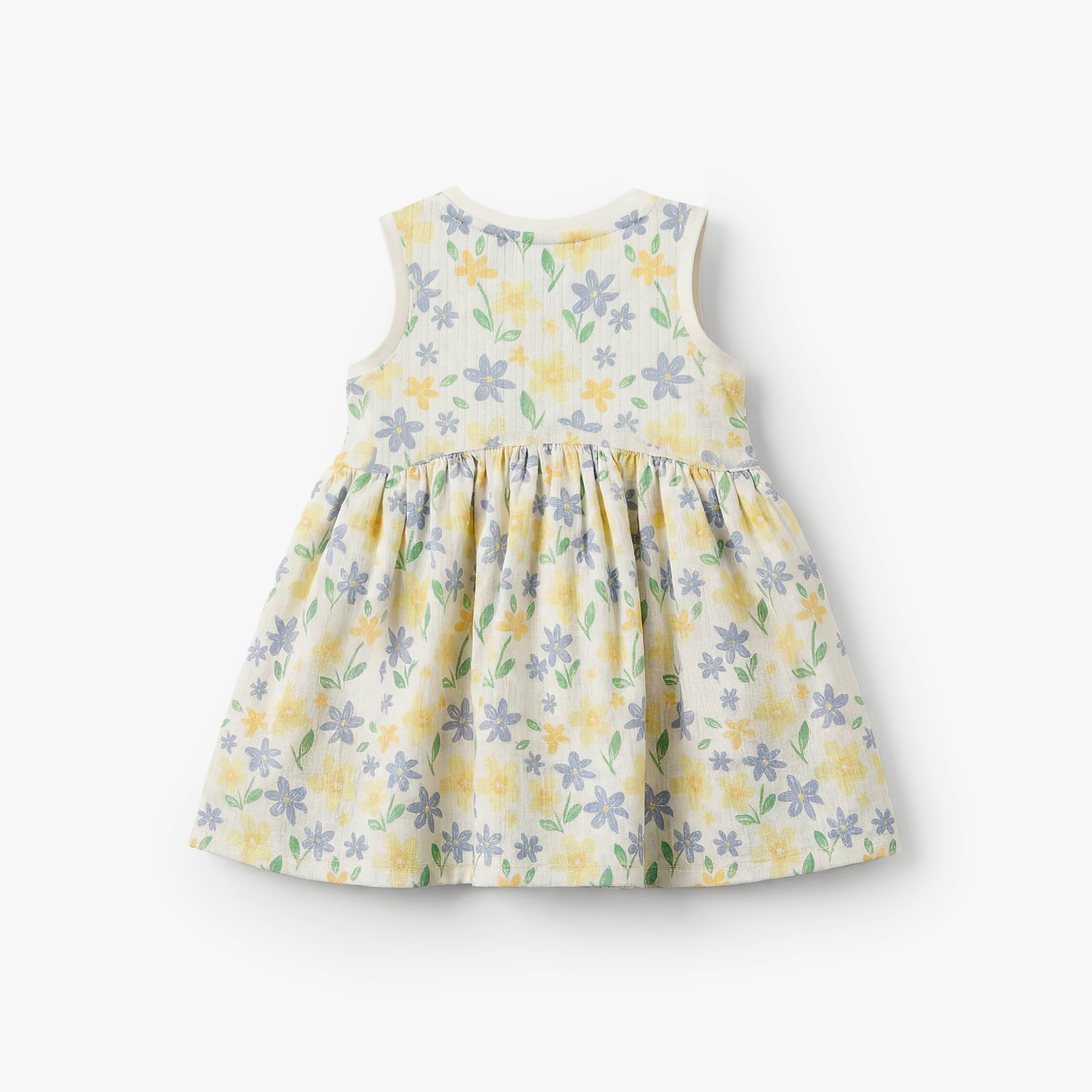 Juniors Round Neck Sleeveless Knee Length A-line Dress with Floral Print