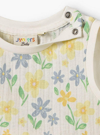 Juniors Round Neck Sleeveless Knee Length A-line Dress with Floral Print-baby-girls-clothing-dressesandjumpsuits-image-4