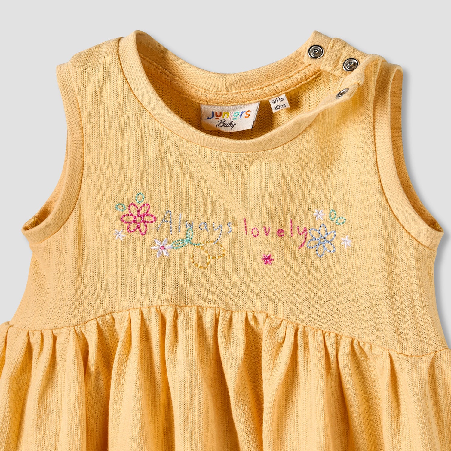 Juniors Round Neck Sleeveless Knee-Length Dress with Embroidery