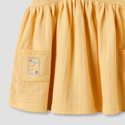Juniors Round Neck Sleeveless Knee-Length Dress with Embroidery