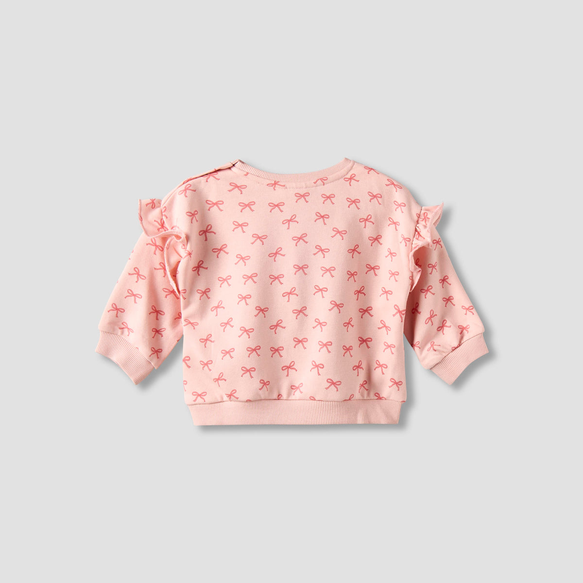 Juniors Bow Print Sweatshirt with Long Sleeves