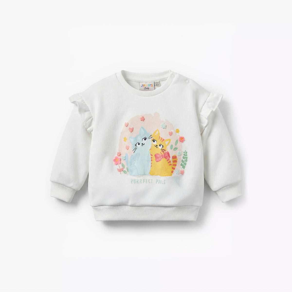 Juniors Bow Print Sweatshirt with Long Sleeves