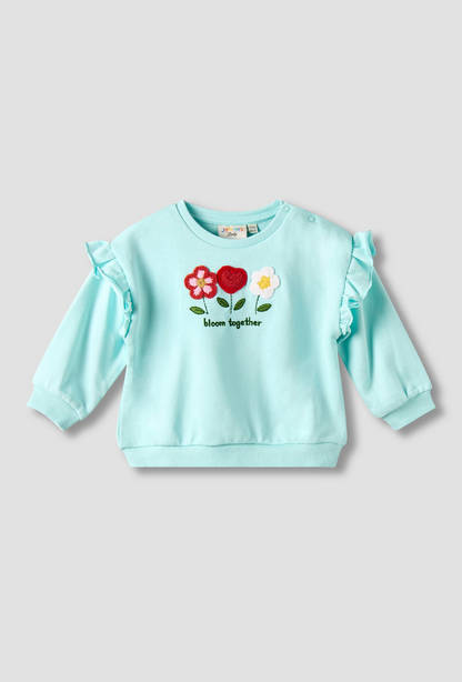 Juniors Bow Print Sweatshirt with Long Sleeves-undefined-image-1
