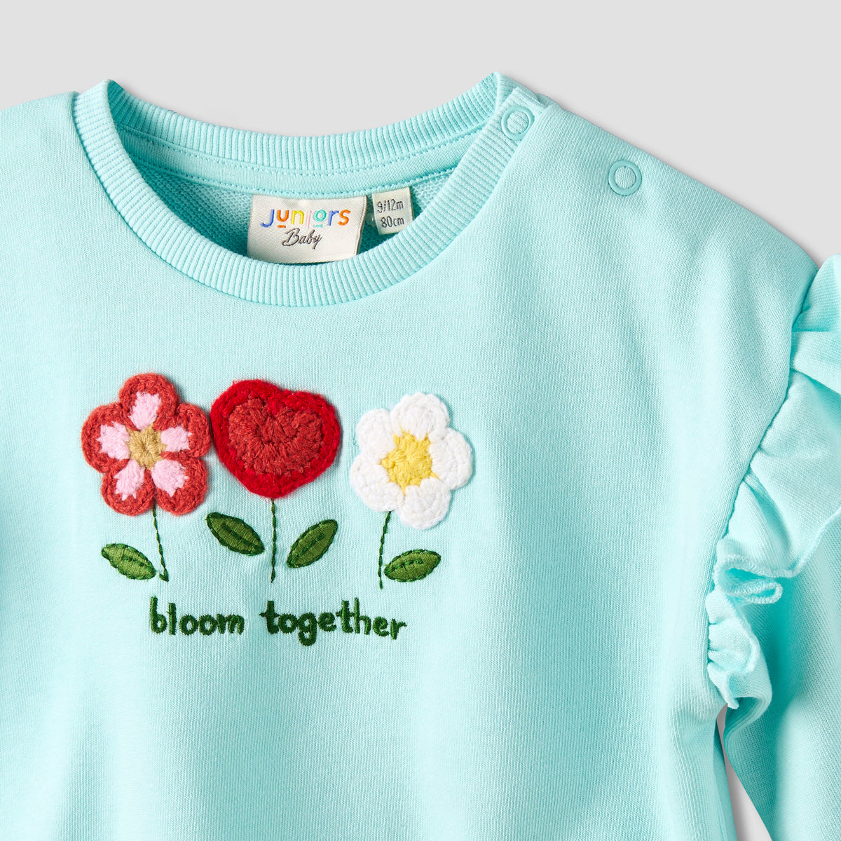 Juniors Bow Print Sweatshirt with Long Sleeves