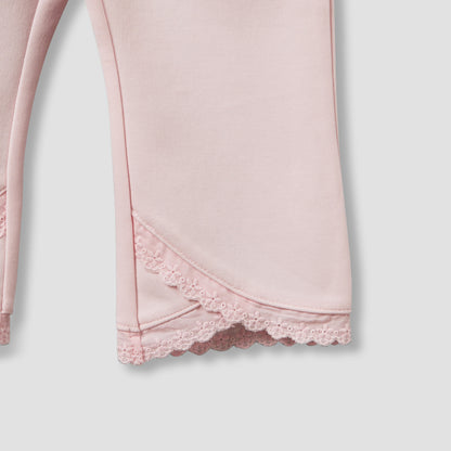 Juniors Hooded Long Sleeves Sweatshirt and Pants Set with Lace Detail