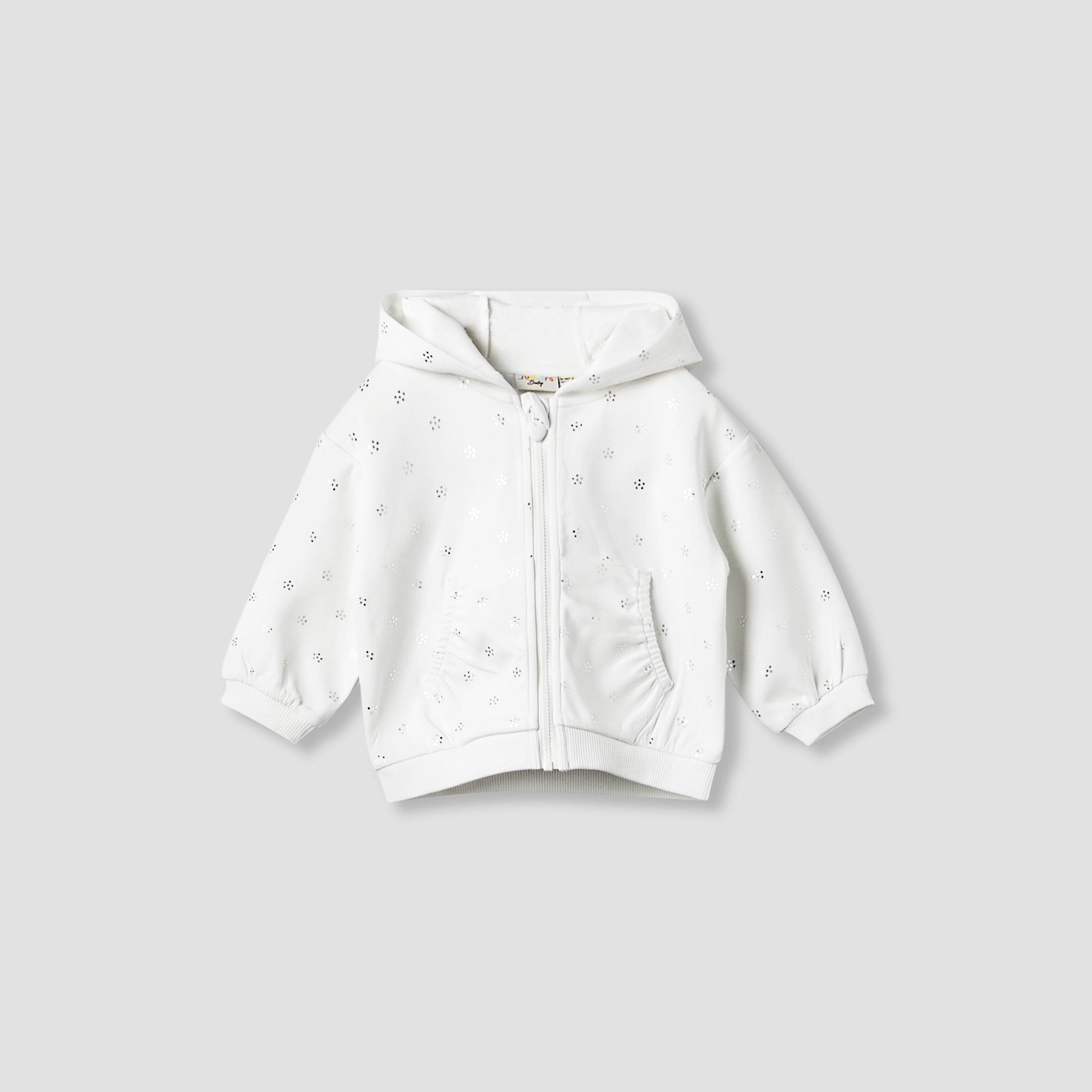 Juniors Hooded Long Sleeve Jacket and Joggers Set with Glitter Print