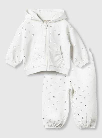 Juniors Hooded Long Sleeve Jacket and Joggers Set with Glitter Print-baby-girls-clothing-setsandcoords-image-2