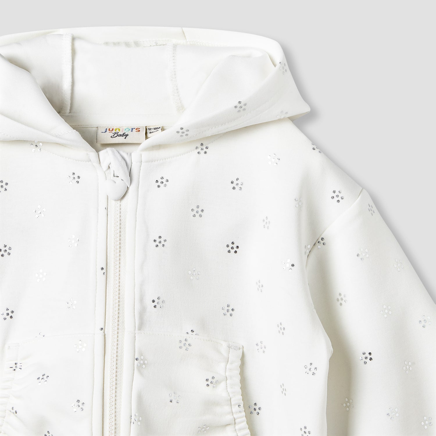 Juniors Hooded Long Sleeve Jacket and Joggers Set with Glitter Print