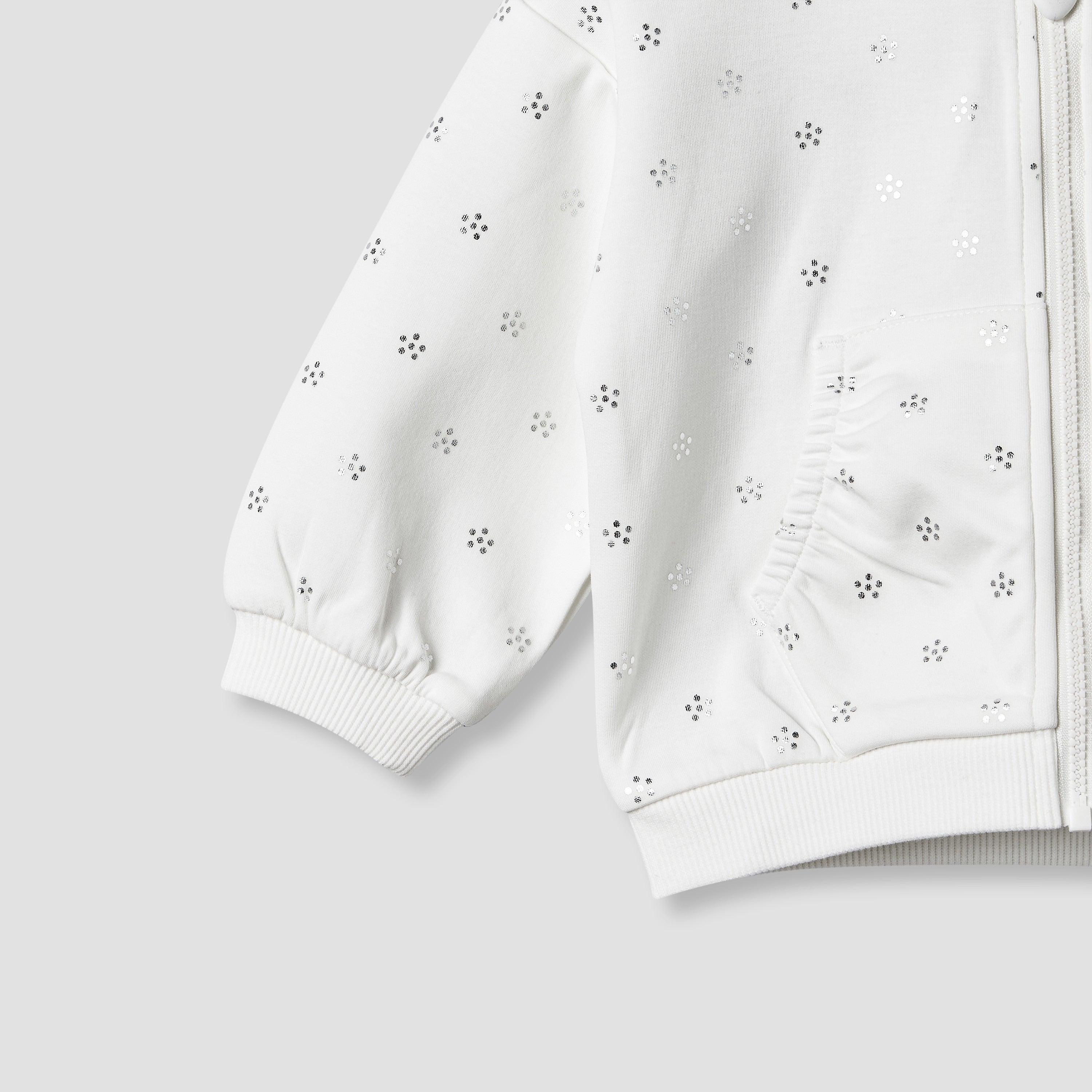 Juniors Hooded Long Sleeve Jacket and Joggers Set with Glitter Print