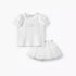 Juniors Ruffle Neck Short Sleeves Top and Skirt Set with Embellished Design - White / 12-18 mths