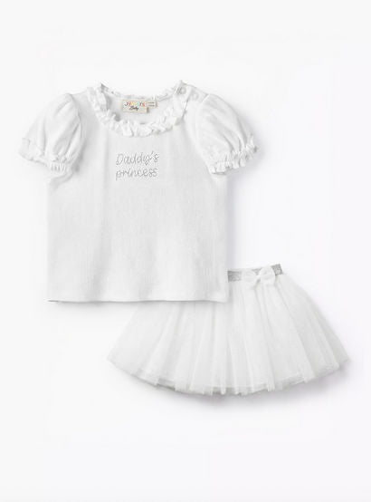 Juniors Ruffle Neck Short Sleeves Top and Skirt Set with Embellished Design-baby-girls-clothing-setsandcoords-image-2