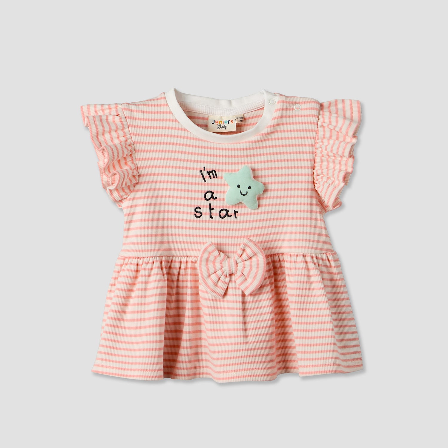 Juniors Round Neck Sleeveless Peplum Top and Shorts Set with Stripes