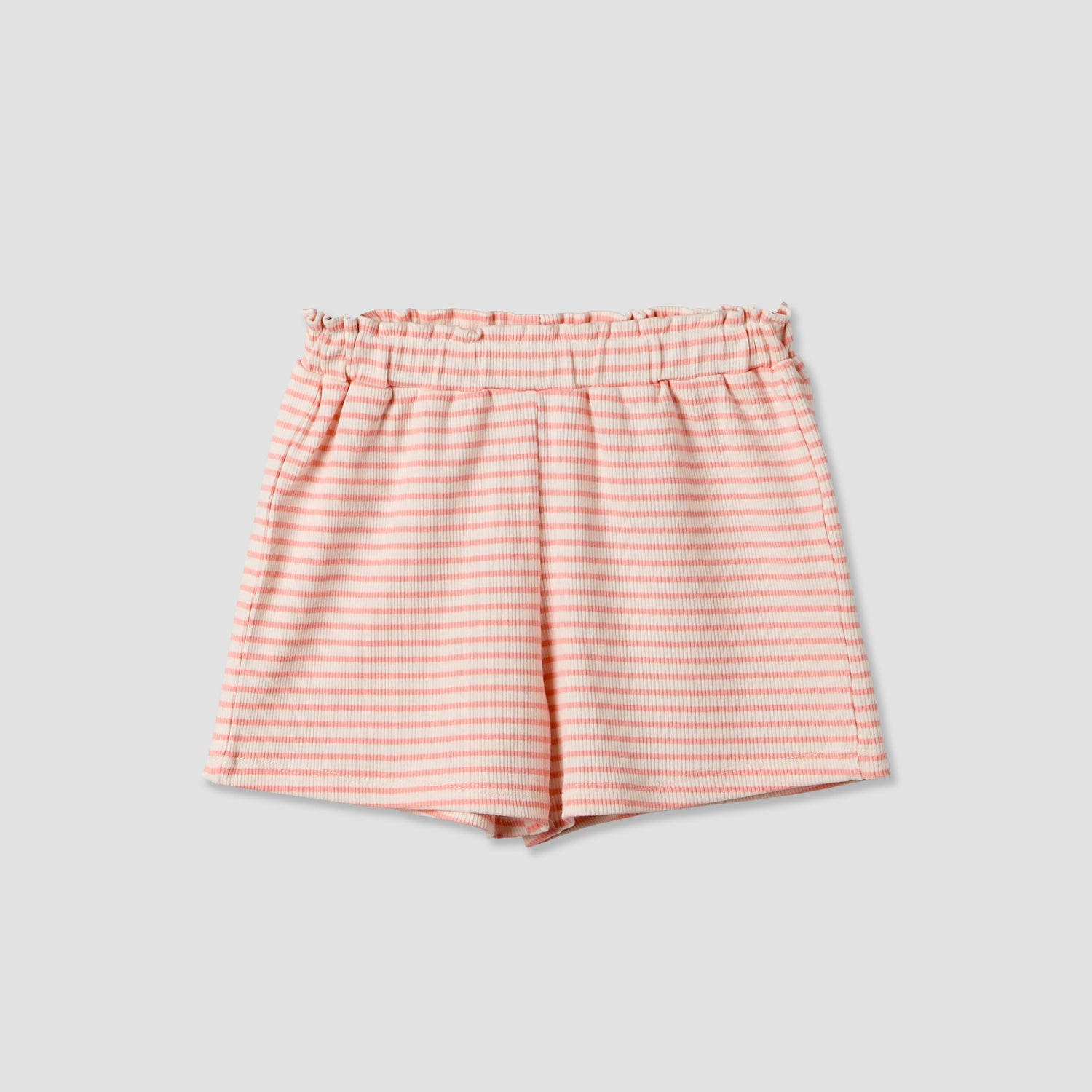 Juniors Round Neck Sleeveless Peplum Top and Shorts Set with Stripes