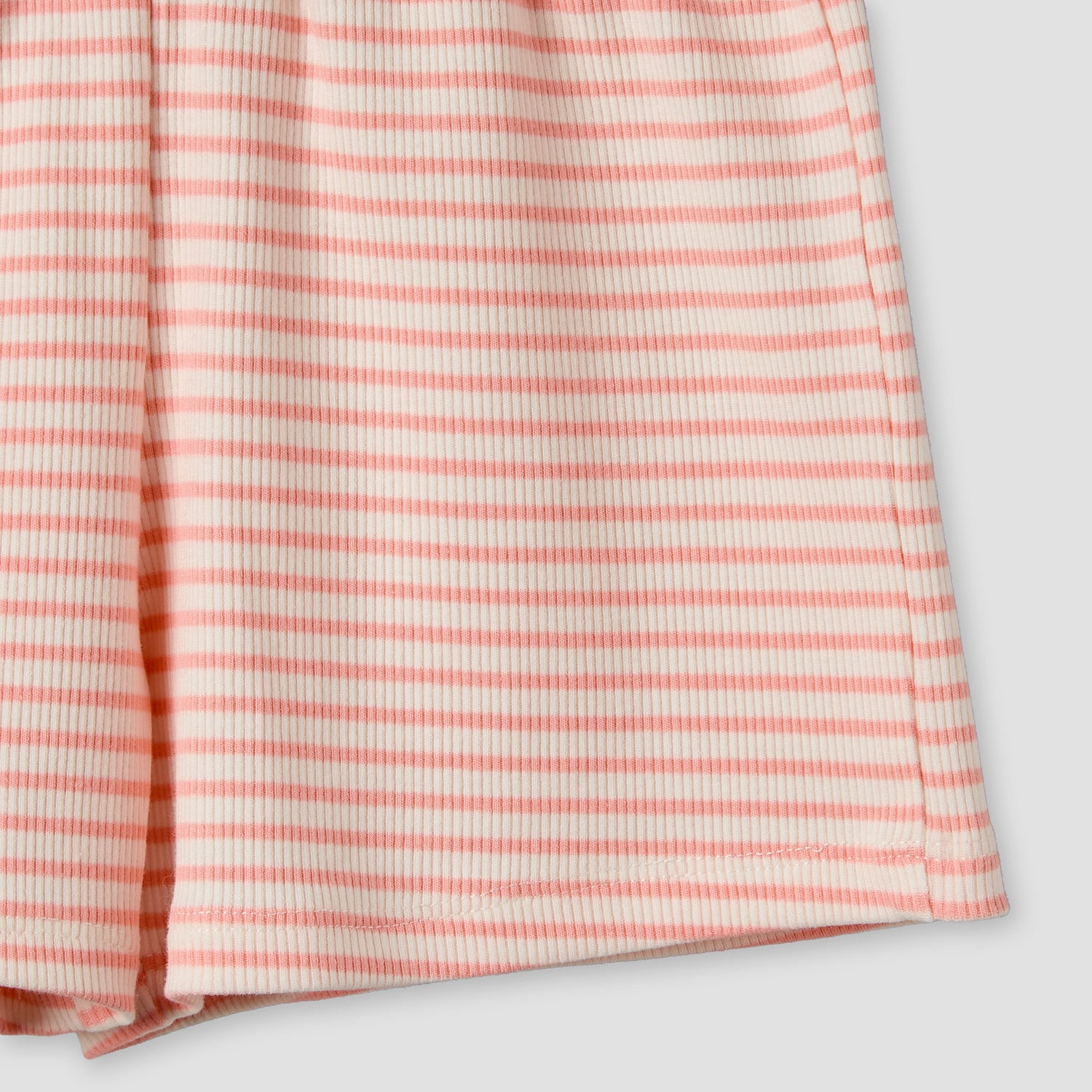 Juniors Round Neck Sleeveless Peplum Top and Shorts Set with Stripes