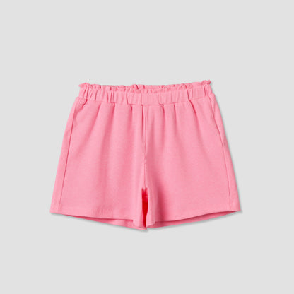 Juniors Round Neck Short Sleeves Top and Shorts Set with Bow Accent