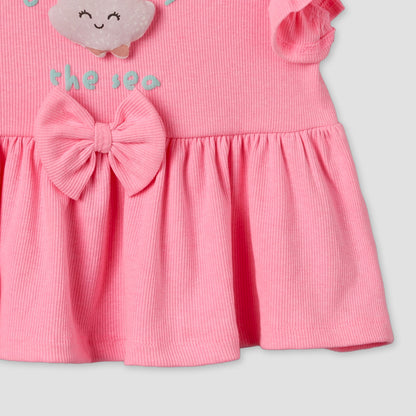 Juniors Round Neck Short Sleeves Top and Shorts Set with Bow Accent