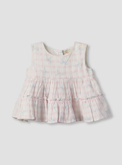 Juniors Round Neck Sleeveless Top and Shorts Set with Bow Print-baby-girls-clothing-setsandcoords-image-3