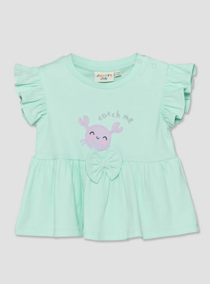 Juniors Crew Neck Short Sleeves Top and Shorts Set with Crab Applique-baby-girls-clothing-setsandcoords-image-3