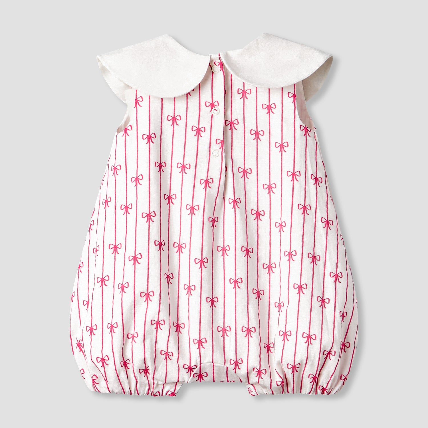 Juniors Peter Pan Collar Sleeveless Romper with Bow Print