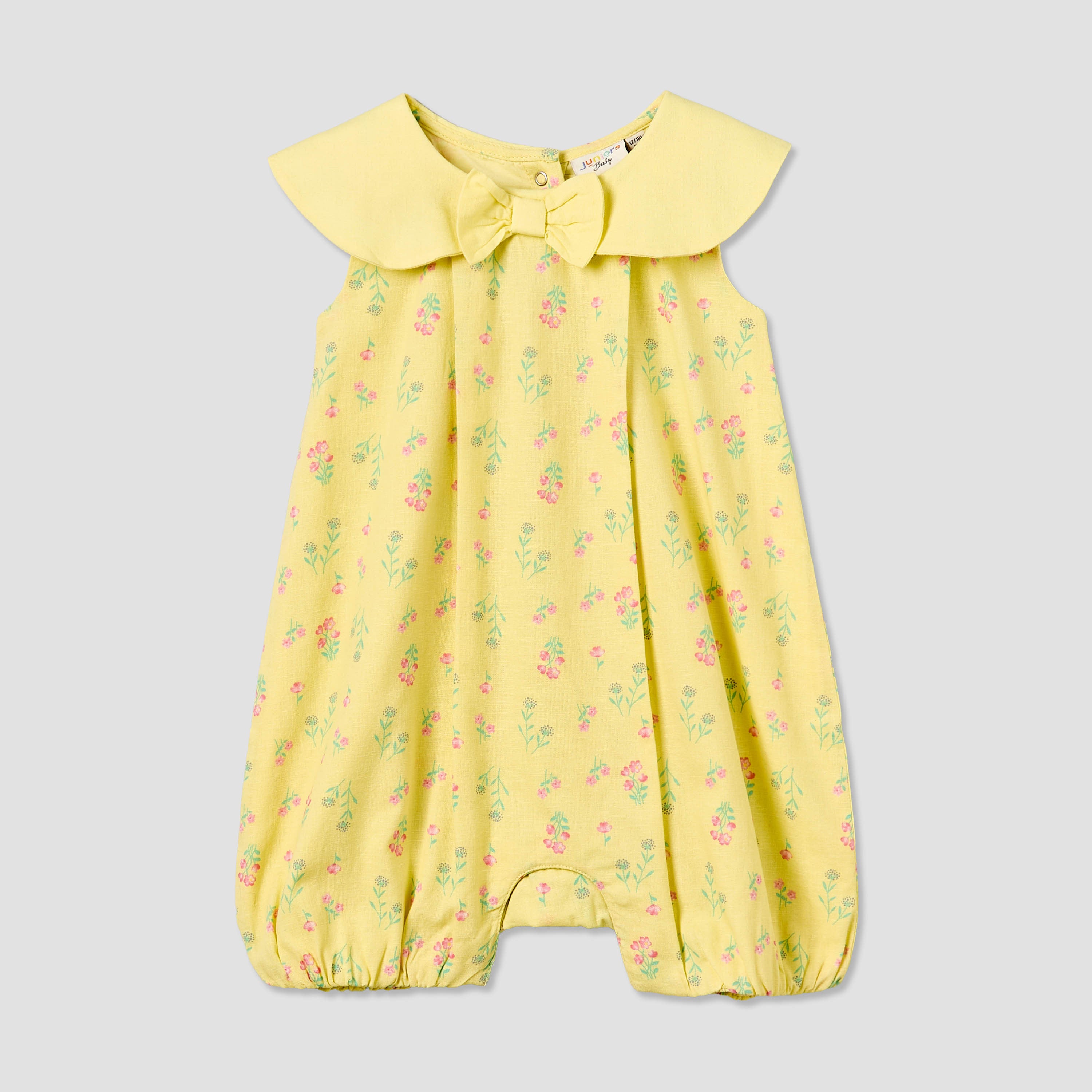 Juniors Peter Pan Collar Sleeveless Romper with Floral Print