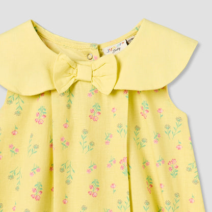 Juniors Peter Pan Collar Sleeveless Romper with Floral Print