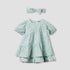 Juniors Round Neck Short Sleeves Tiered Dress with Headband - Green / 12-18 mths