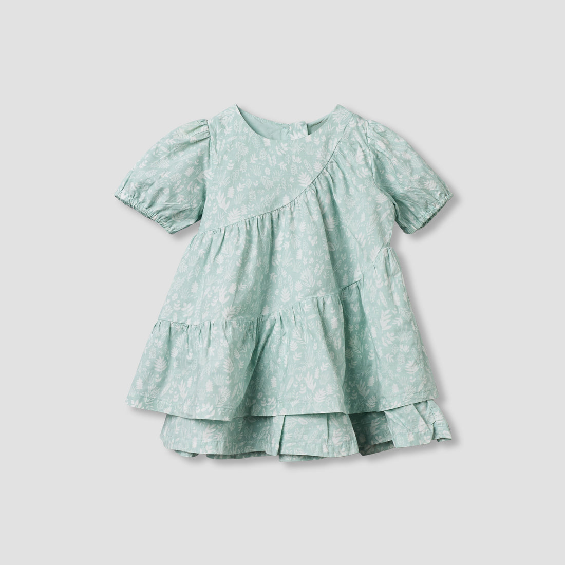 Juniors Round Neck Short Sleeves Tiered Dress with Headband