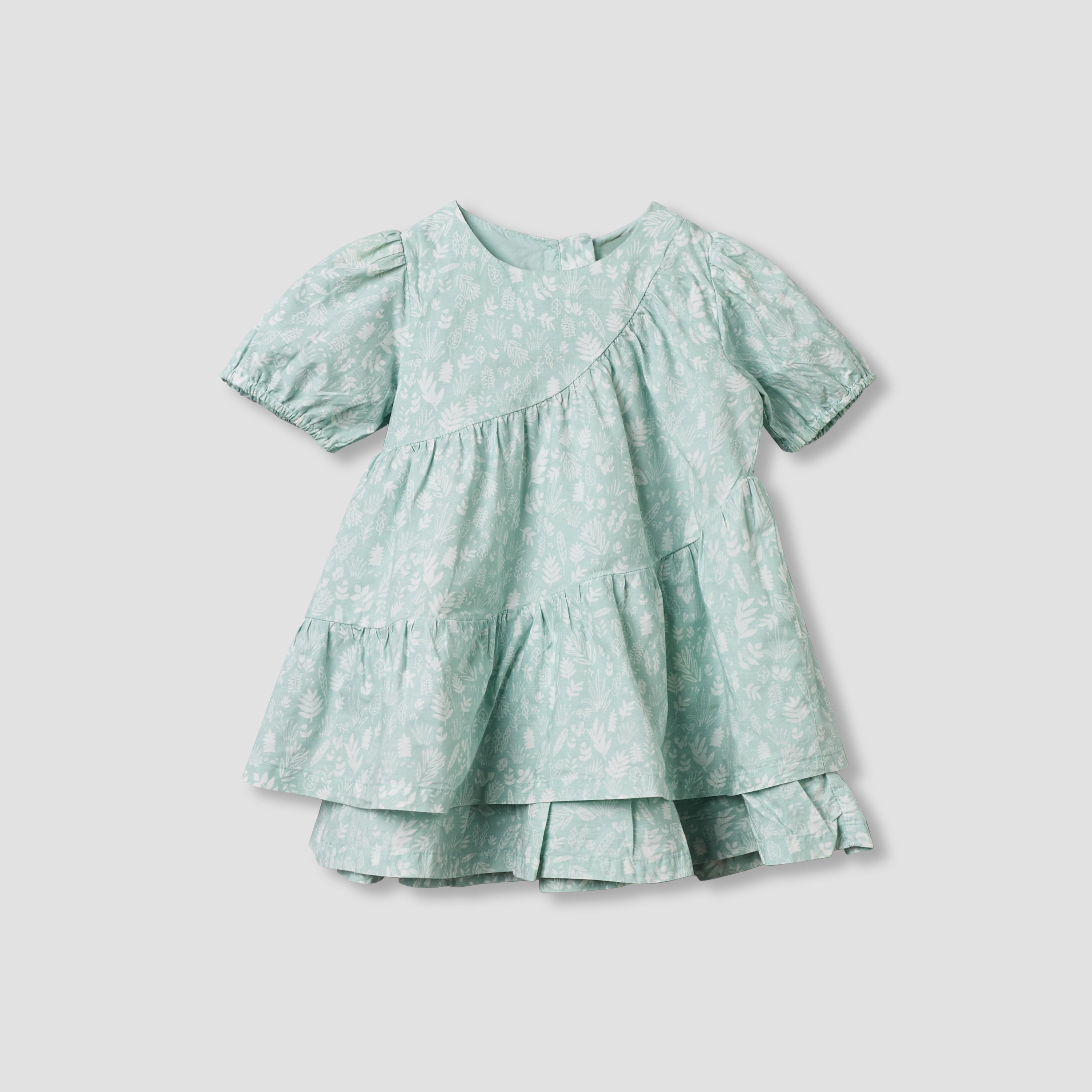 Juniors Round Neck Short Sleeves Tiered Dress with Headband