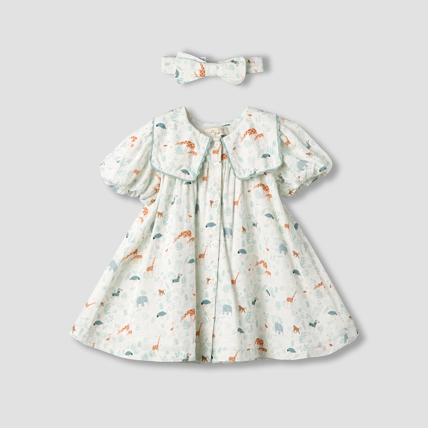 Juniors Sailor Collar Short Sleeve Dress with Bow Hairband - Multicolour / 12-18 mths