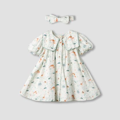 Juniors Sailor Collar Short Sleeve Dress with Bow Hairband - Multicolour / 12-18 mths