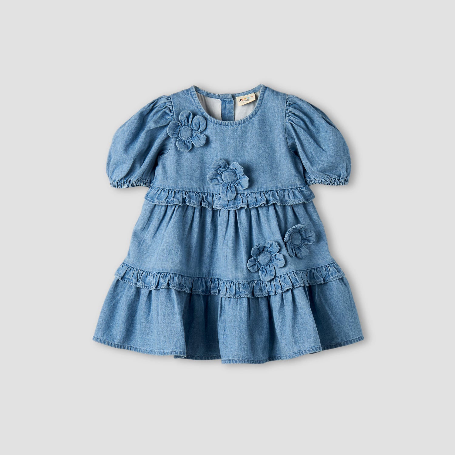 Juniors Round Neck Short Sleeves Tiered Dress with Headband